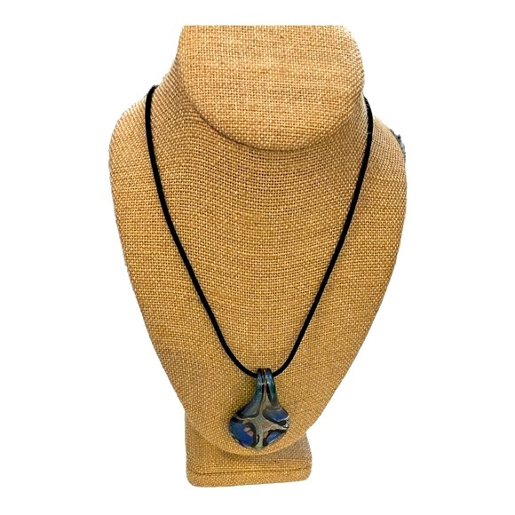 1&” blue and green fashion necklace on brown suede cord- NWT - Picture 2 of 4